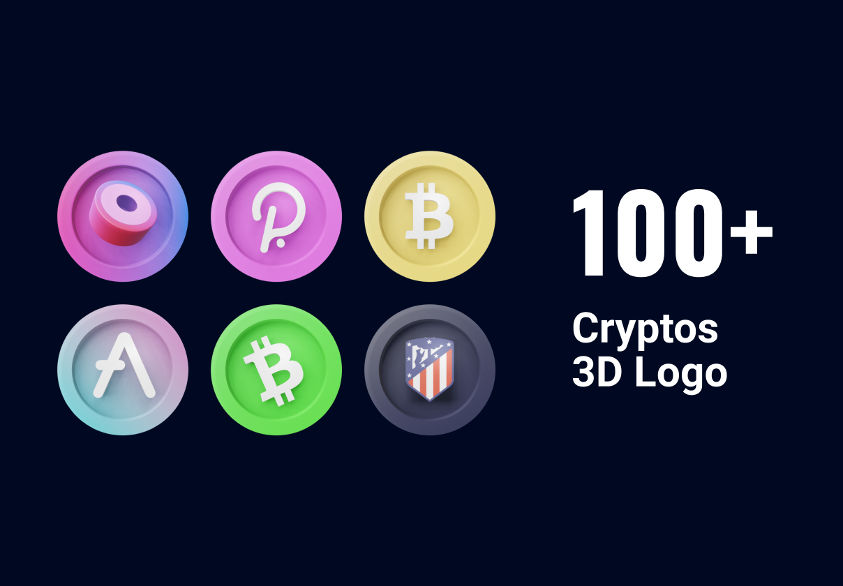 100多个3D加密货币标志 (100+ 3D cryptos logo)