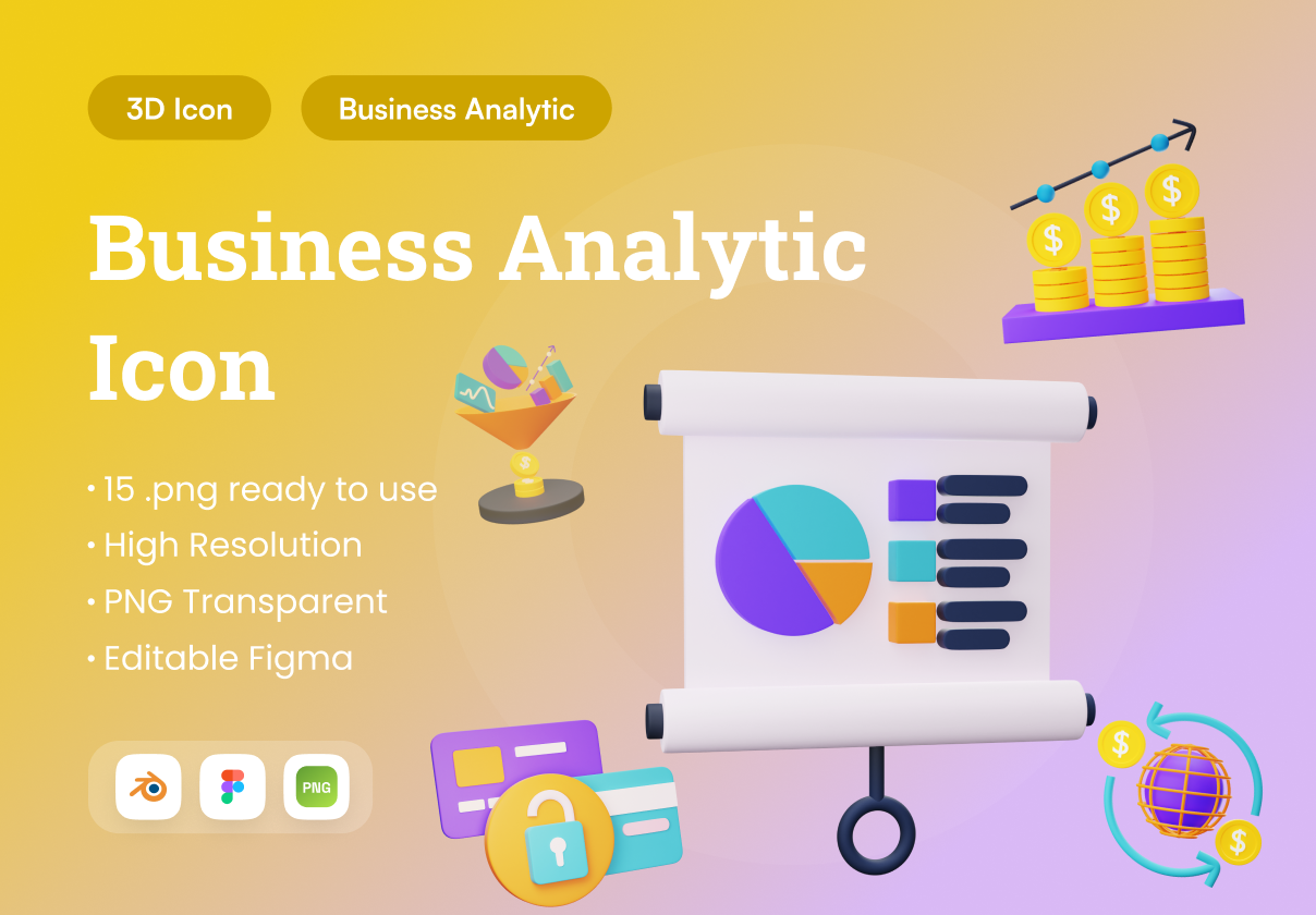 业务分析三维插图 (Busniness Analytic 3D Illustration)