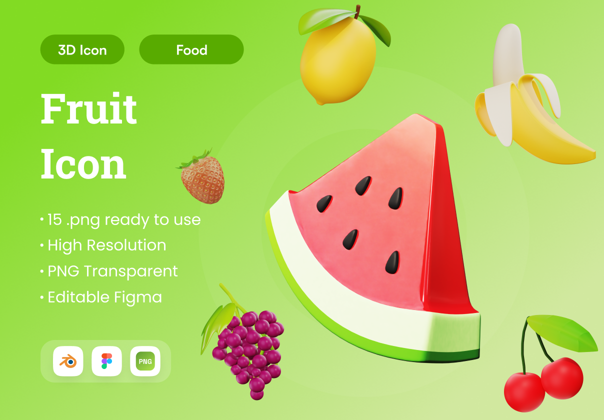 水果3D插图 (Fruit 3D Illustration)