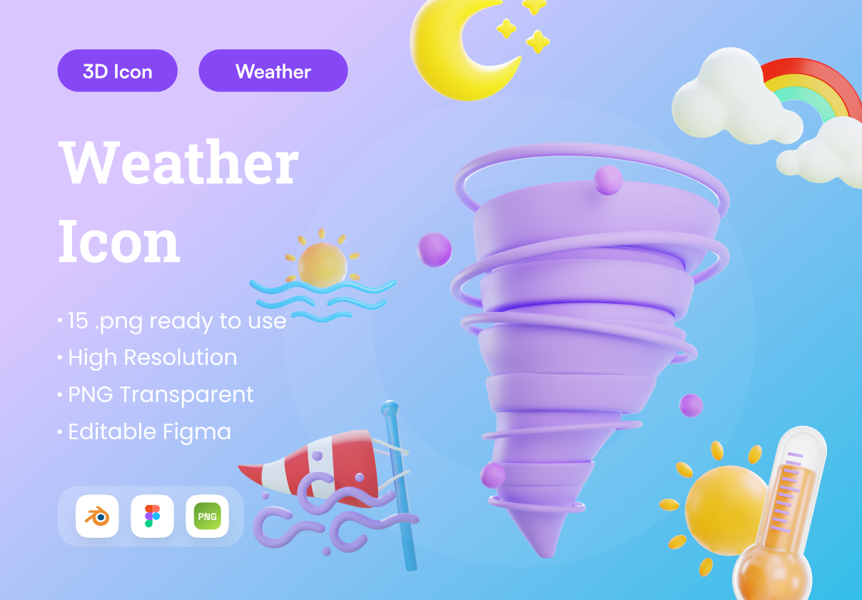 天气3D插图 (Weather 3D Illustration)