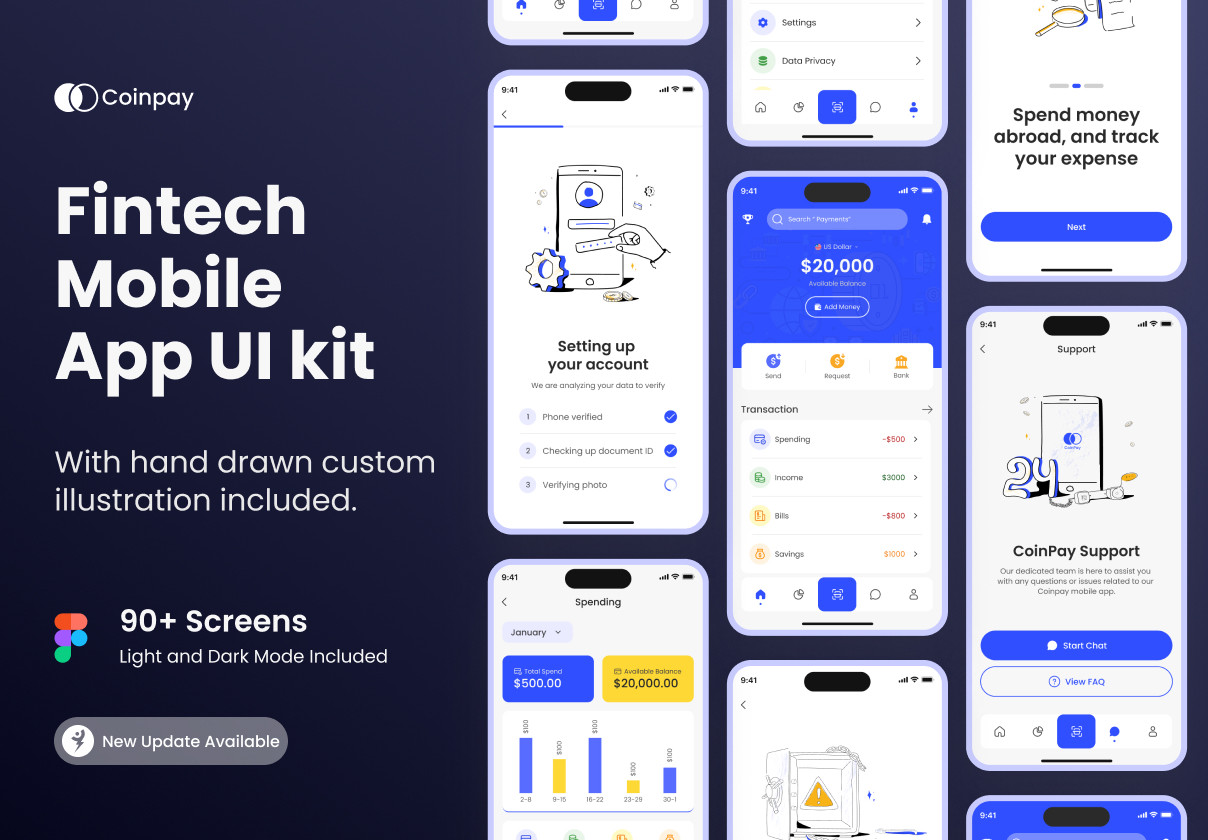 Coinpay Fintech金融移动应用UI包 (Coinpay Fintech Finance Mobile App UI kit)