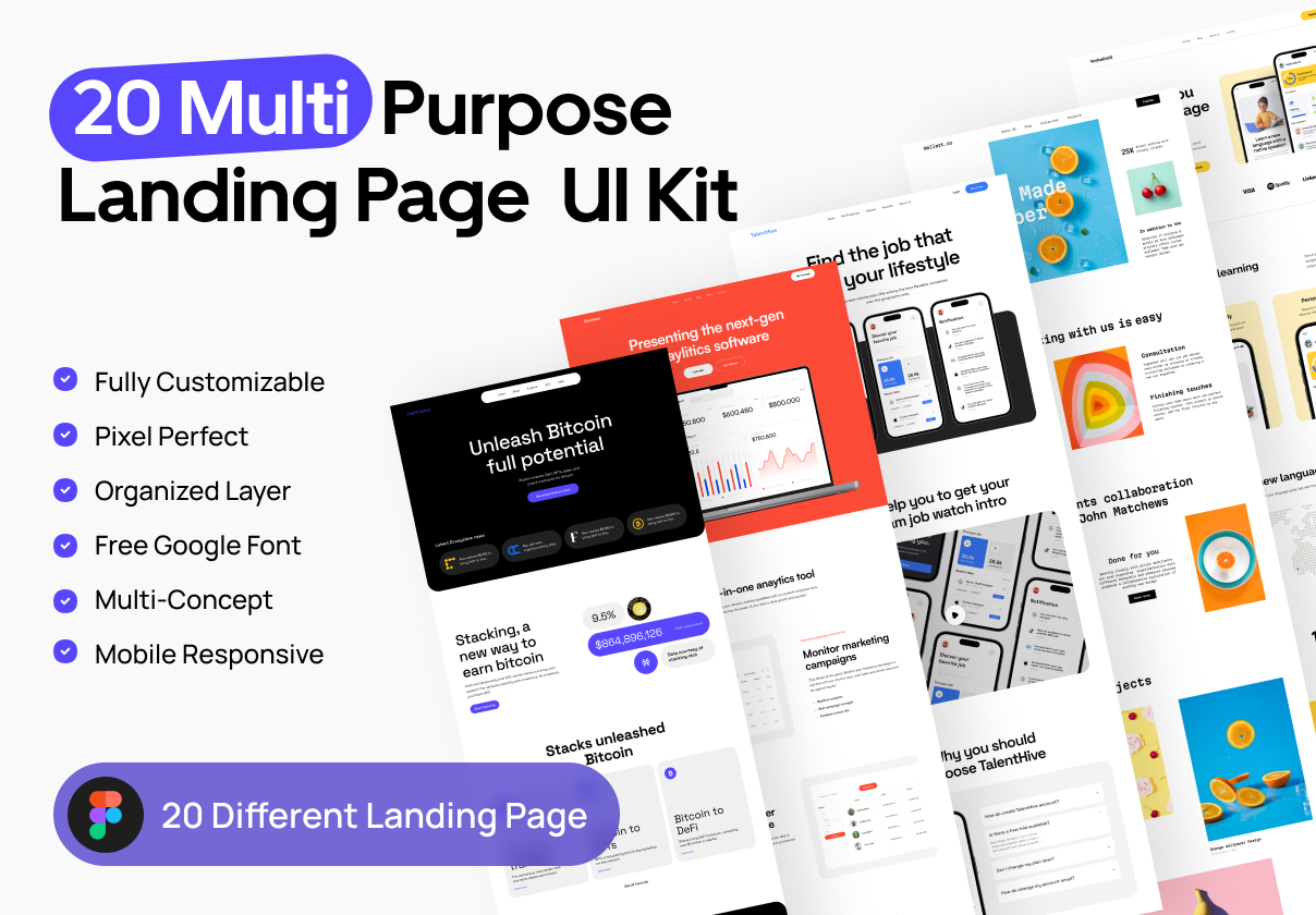 20个多目的登陆页设计 (20 Multi Purpose Landing page design)