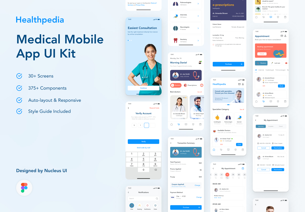 Healthpedia - 医疗移动应用UI包 (Healthpedia – Medical Mobile App UI Kit)