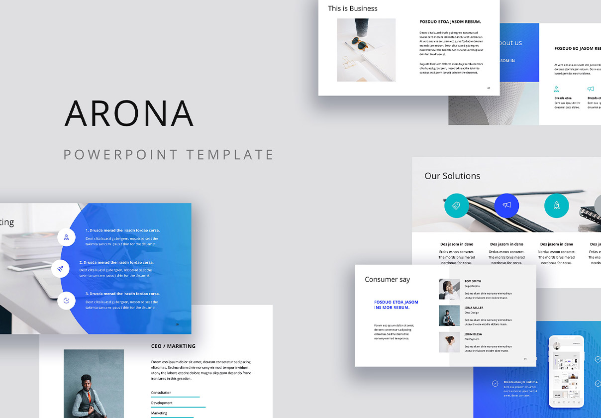 ARONA - Powerpoint模板+20张图片奖励 (ARONA - Powerpoint Template + 20 Phots Bonus)