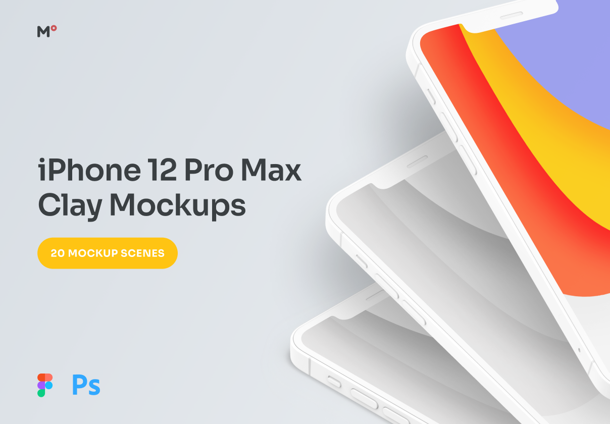 Clay iPhone 12 Pro Max模拟图 (Clay iPhone 12 Pro Max Mockups)