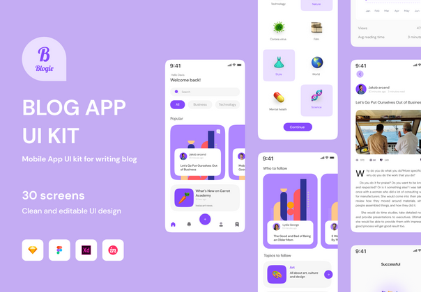 Blogie - 博客应用UI KIT(Blogie - Blog Apps UI KIT)