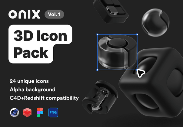 Onix vol. 1 - 3D图标包(Onix vol. 1 – 3D Icon Pack)