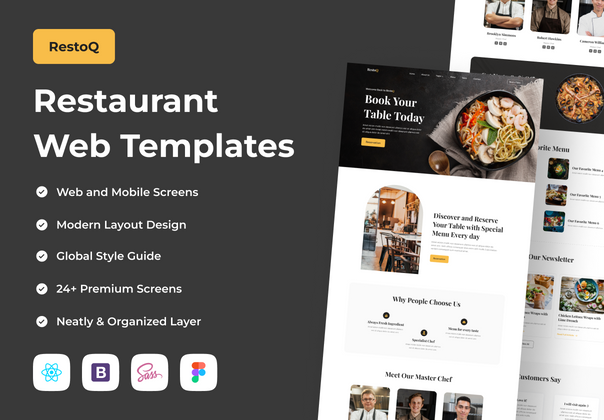 RestoQ - 餐厅网页模板(RestoQ - Restaurant Web Templates)