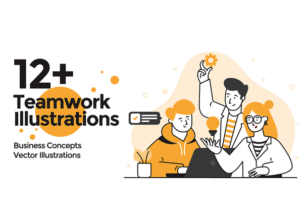 团队合作插图集(Teamwork Illustration Set)