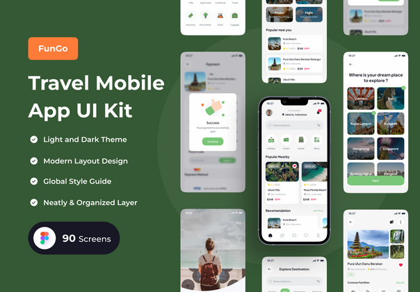FunGo - 旅游类移动应用UI KIT(FunGo - Travel Mobile App UI Kit)