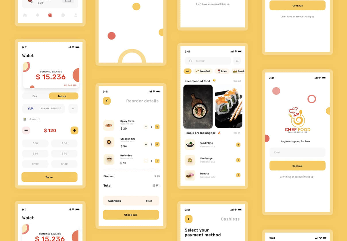 厨师送餐应用ui套件 (Chef Food Delivery app ui kit)
