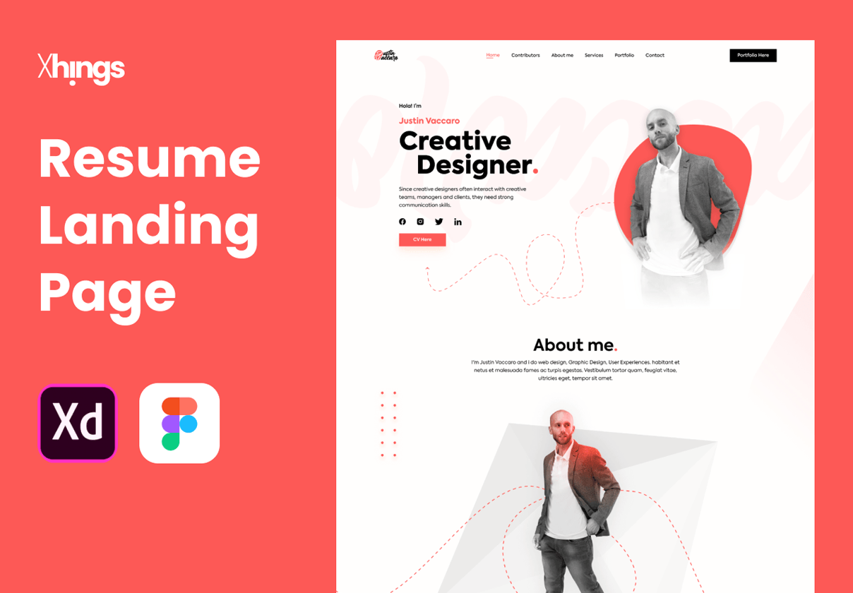 Hings - 个人简历_作品集着陆页 (Hings - Personal Resume _ Portfolio Landing Page)