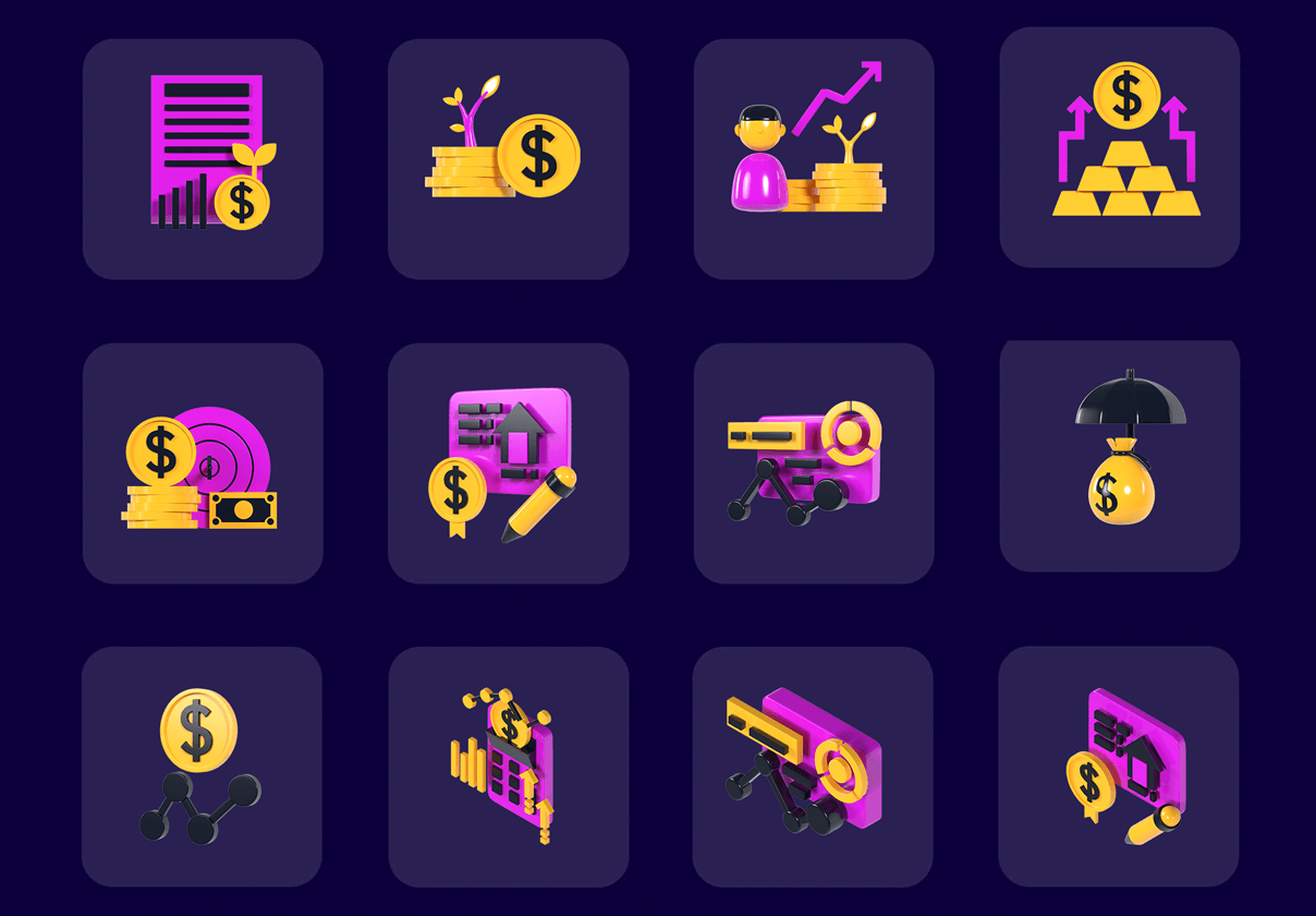 投资3D图标 (Invest 3D icons)