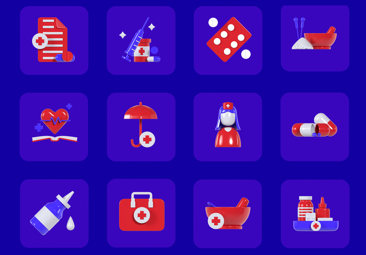 医疗3D图标 (Medecine 3D icons)