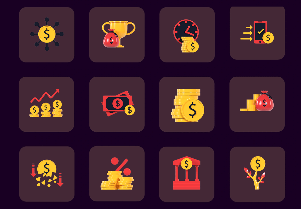 钱的3D图标 (Money 3D icons)