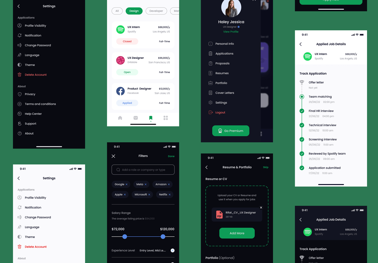 工作搜索应用程序的用户界面套件 (Job Finder App UI Kit)
