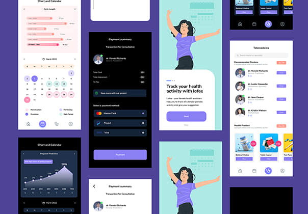 Lofee - 女性健康用户界面移动设计套件 (Lofee - Woman Health UI Mobile Design Kit)