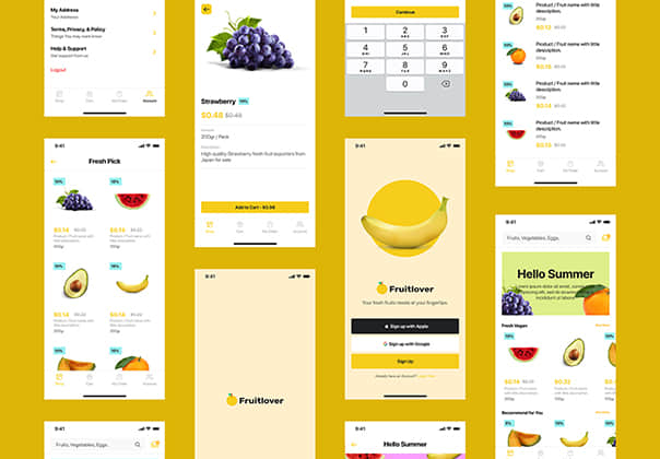 Fruitlover - 杂货店应用程序UI套件 (Fruitlover- Groceries App UI Kit)