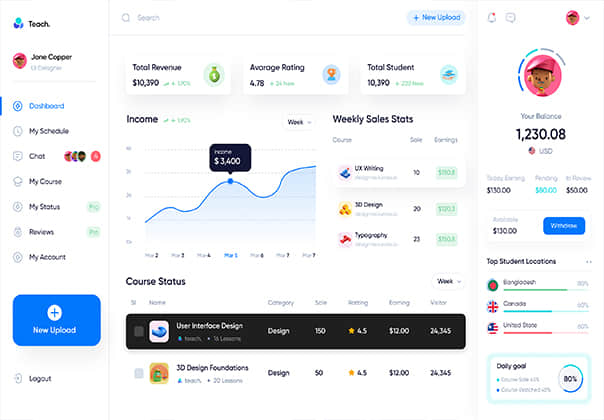 教师仪表板用户界面 (Teacher Dashboard UI)