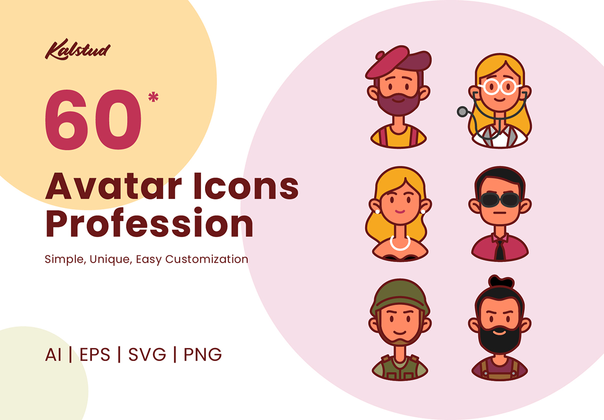 60个头像图标专业系列 (60 Avatar Icons Profession Series)