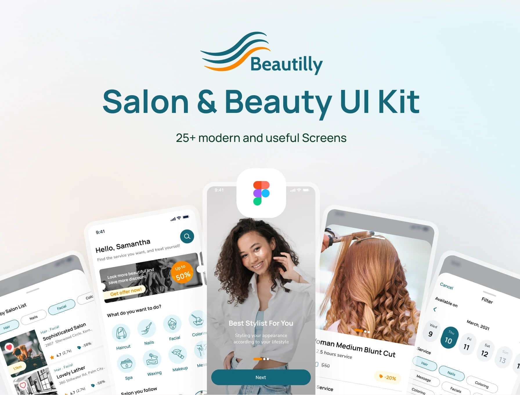 Beautilly App - 沙龙和美容UI设计套件 (Beautilly App - Salon