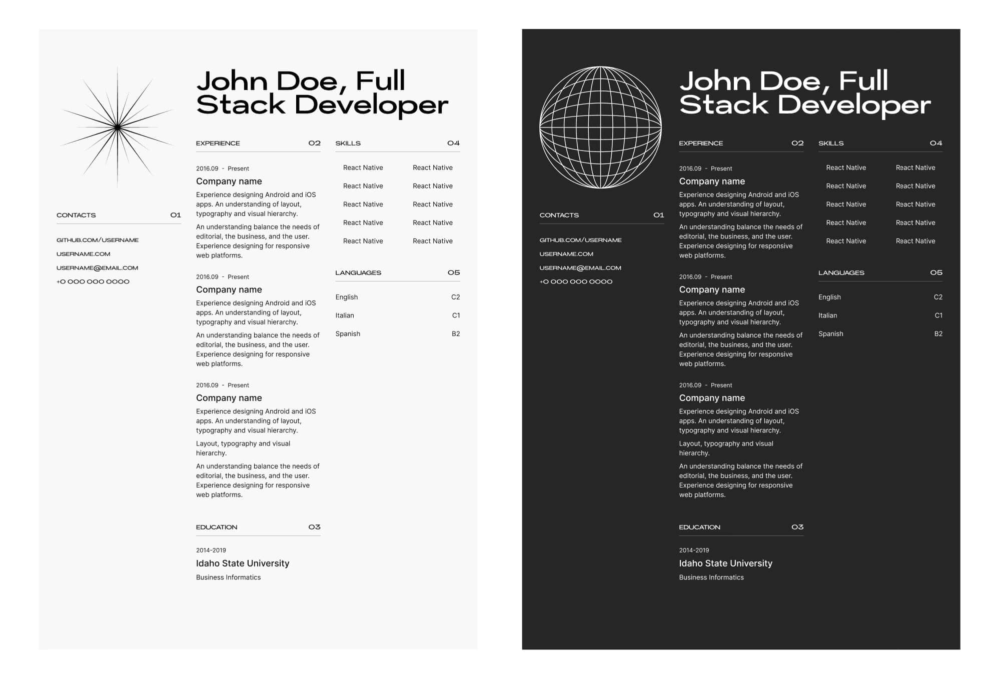 CV简历模板 (CV Resume Templates)