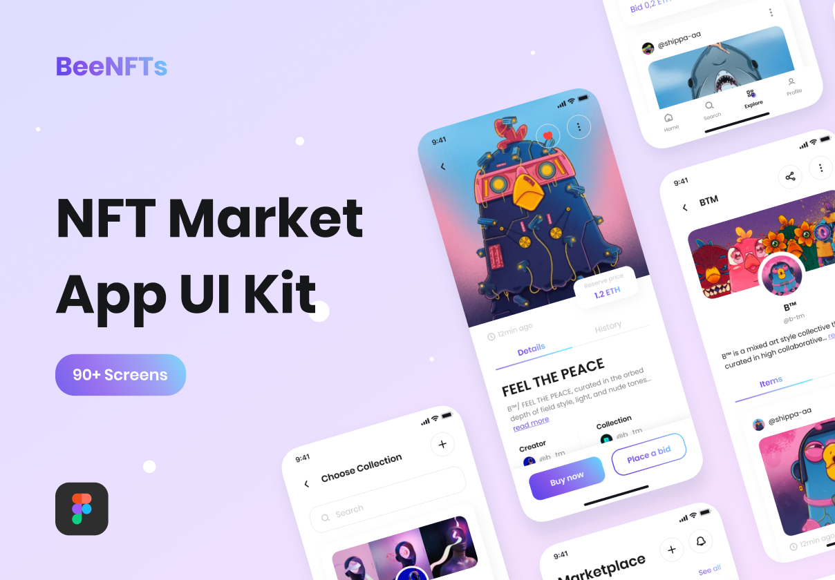 BeeNFTs - NFT市场应用UI Kit (BeeNFTs - NFT Market App