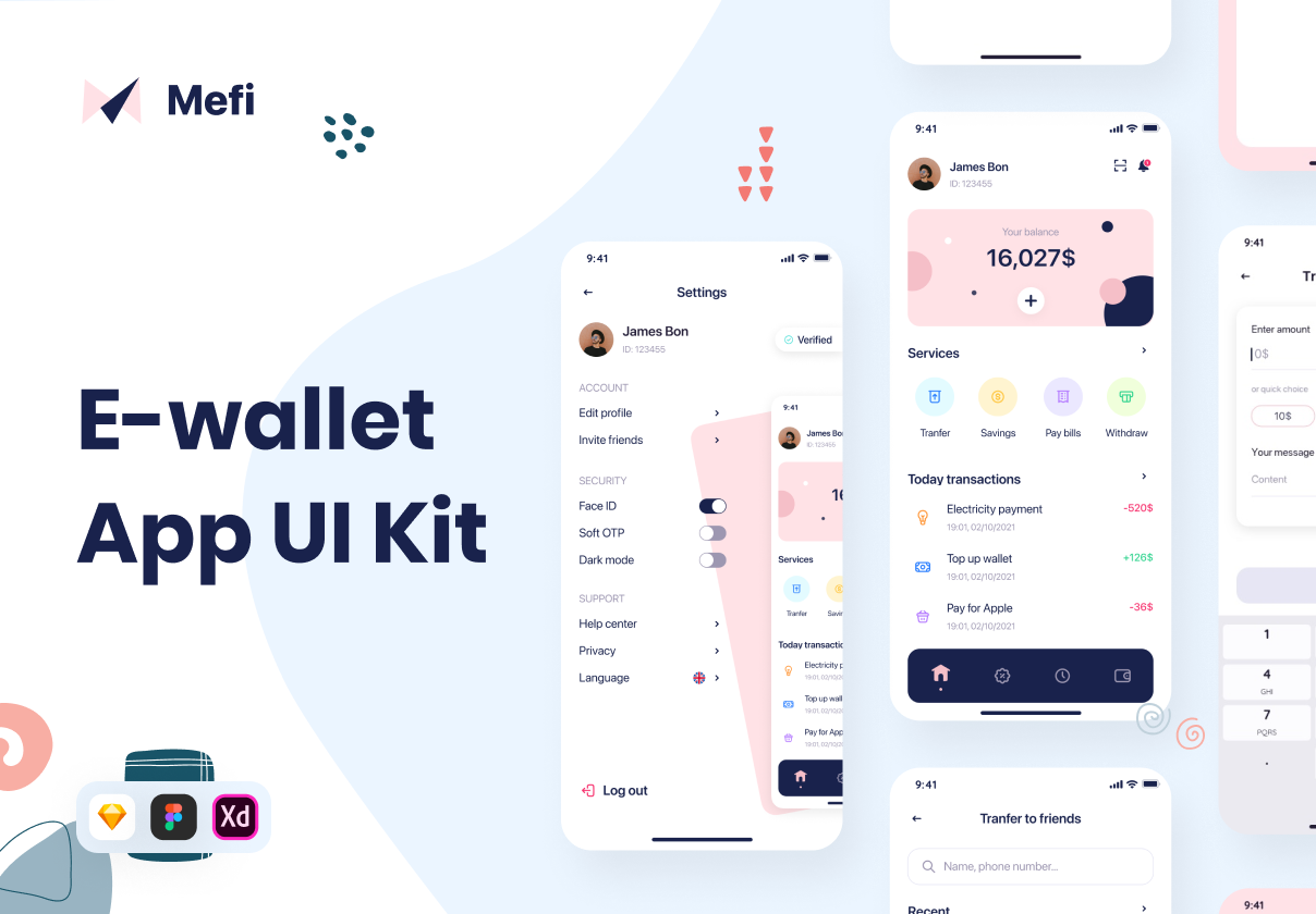 MeFi - 电子钱包应用UI包 (MeFi - E-wallet App UI Kit)