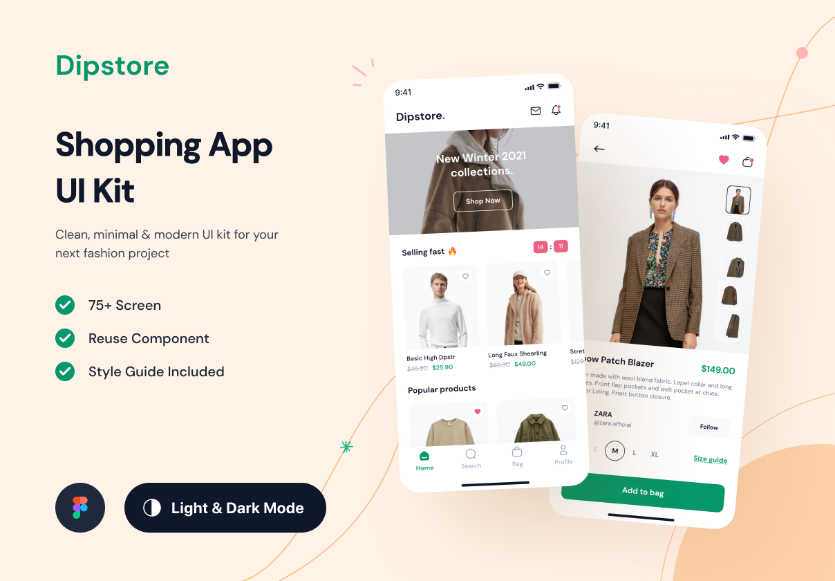 Dipstore - 购物应用UI Kit (Dipstore - Shopping App UI