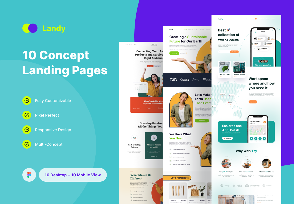 Landy - 登陆页设计UI KIT (Landy - Landing Page Design U