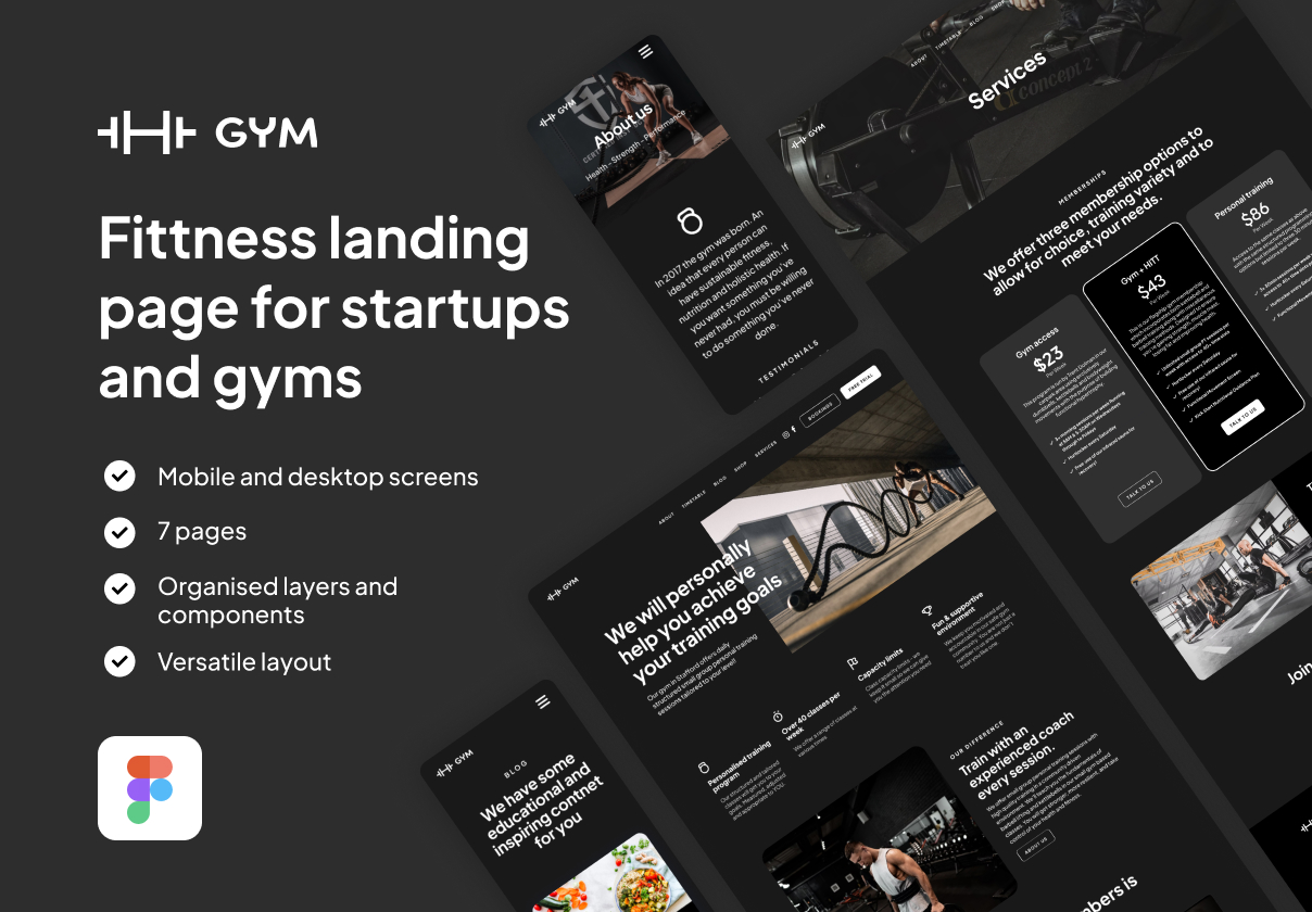 初创企业和健身房的Fittness登陆页面 (Fittness landing page for s