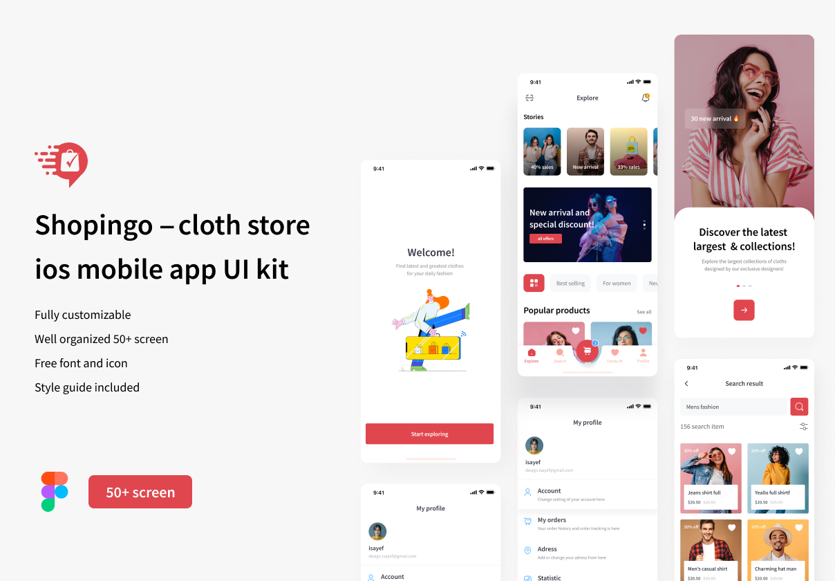 Shopingo - 布艺商店UI套件 (Shopingo — Cloth Store UI kit