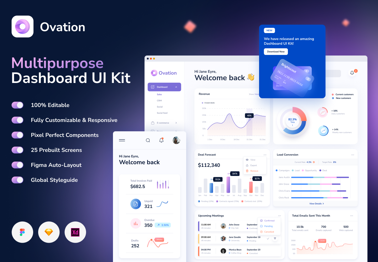 Ovation高级仪表板UI套件 (Ovation Premium Dashboard UI Kit