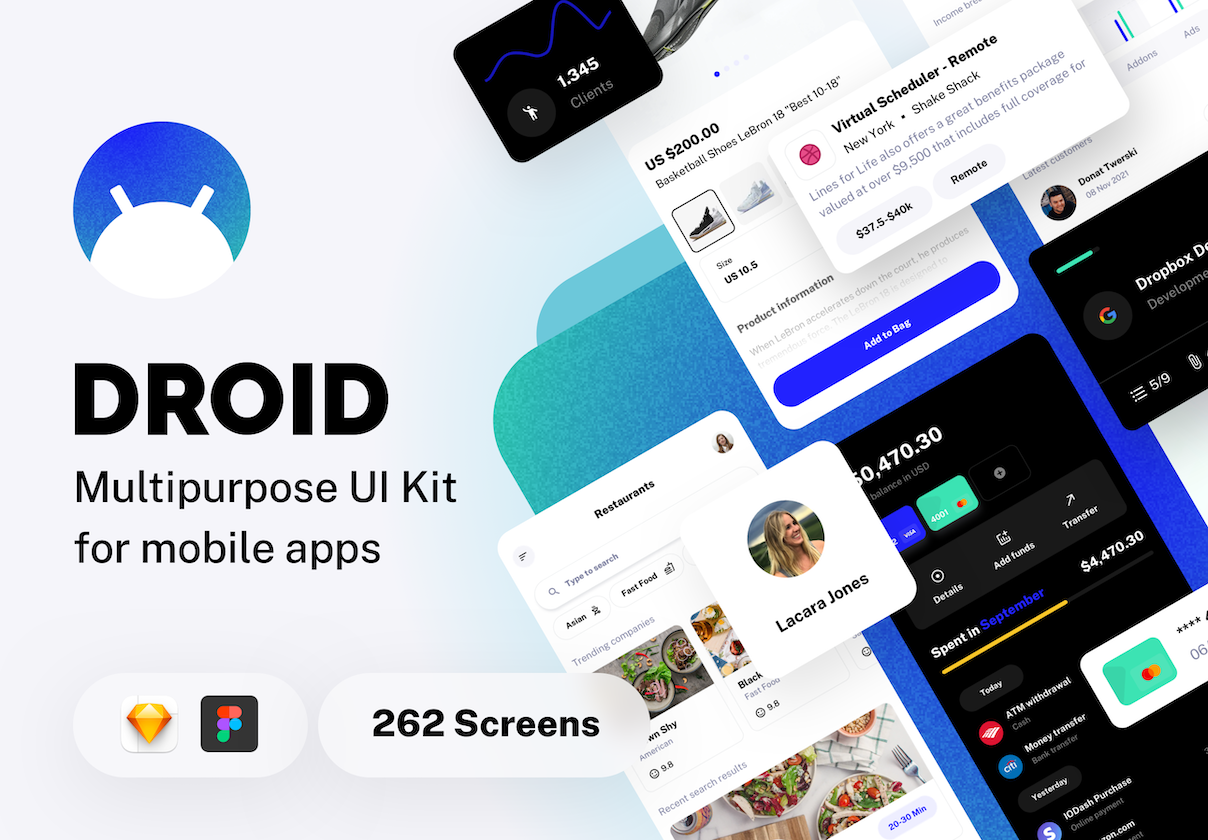 Droid - 移动应用的多用途UI套件 (Droid - Multipurpose UI Kit