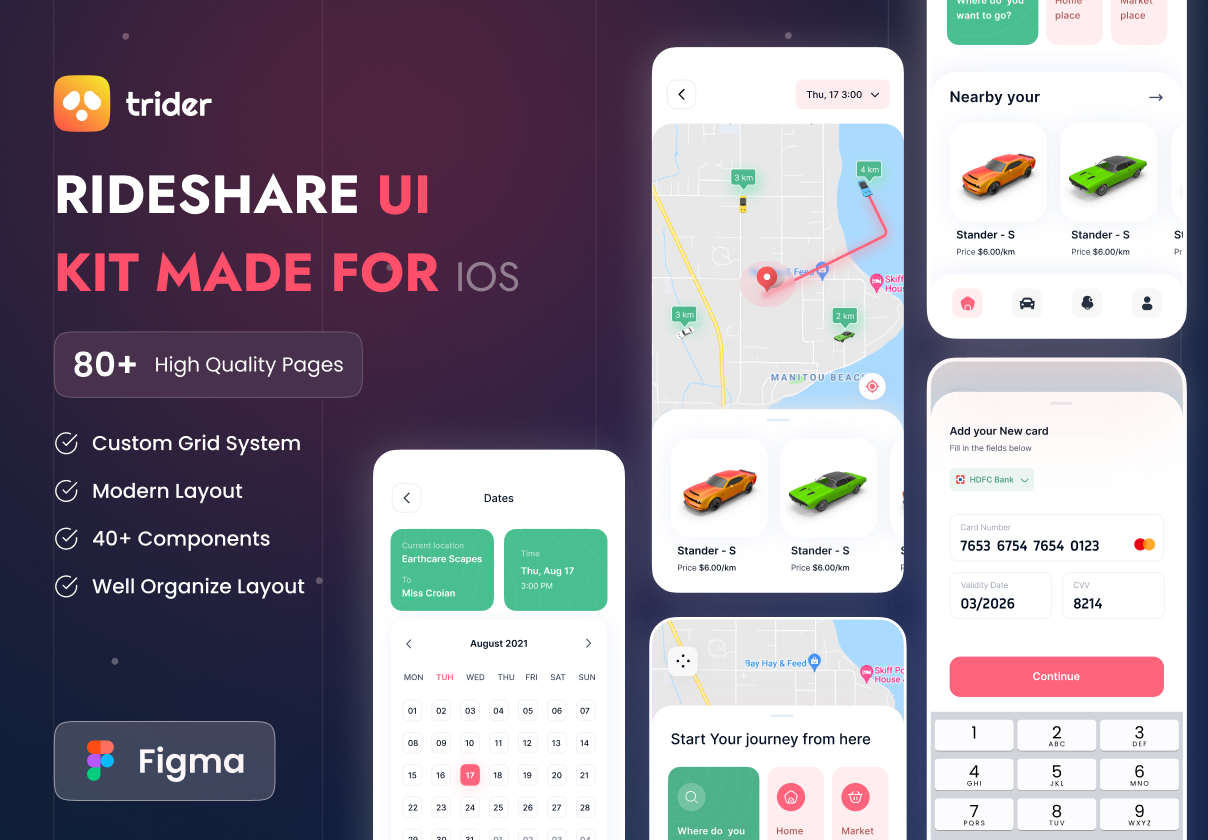 共享单车Ios ui kit (Rideshare Ios ui kit)