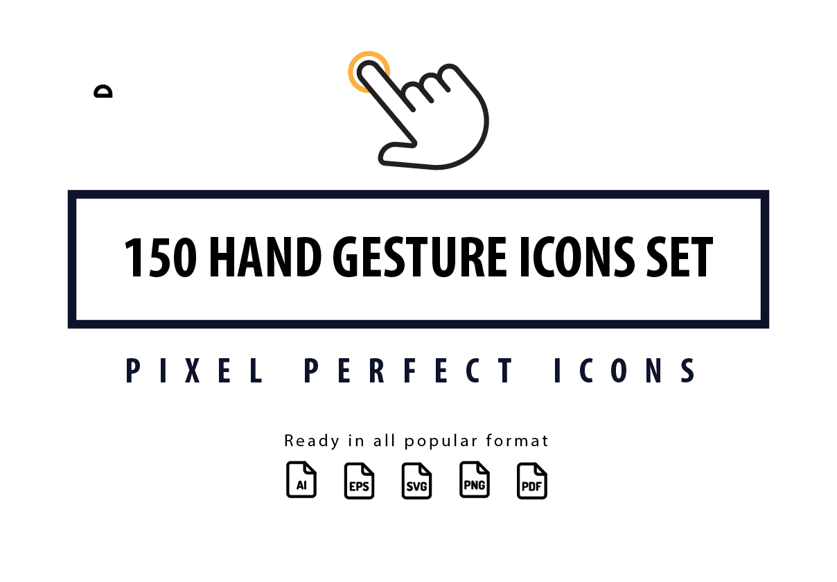 300个手势图标集 (300 Hand Gesture Icon Set)