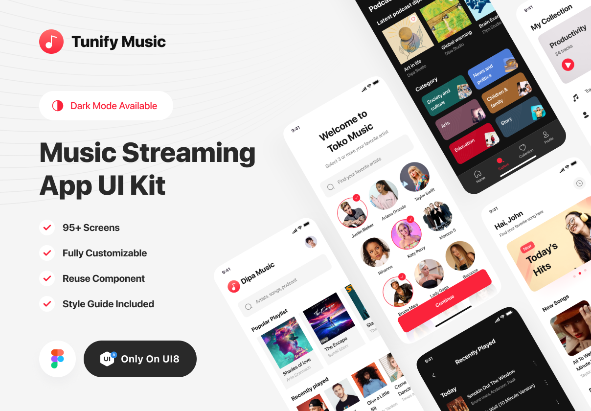 Tunify - 音乐流应用UI Kit (Tunify - Music Streaming App
