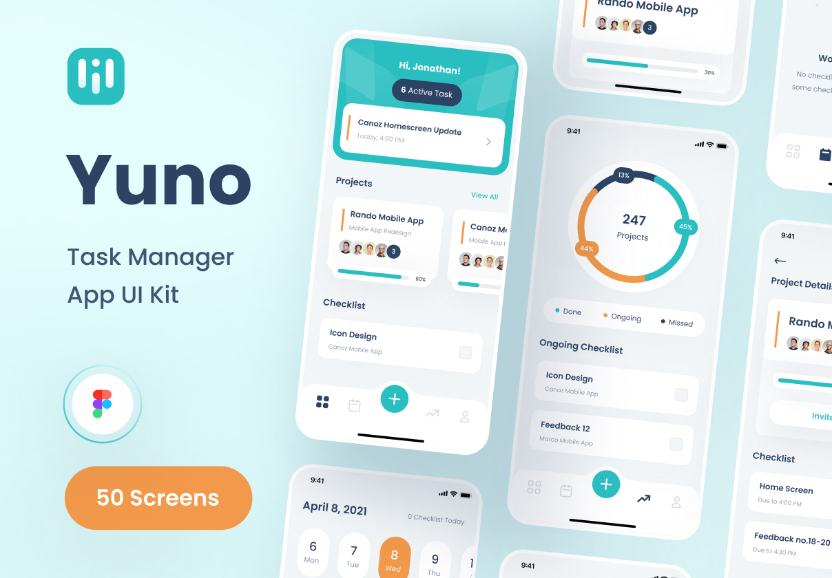 Yuno - 任务管理器应用程序UI套件 (Yuno - Task Manager App UI K