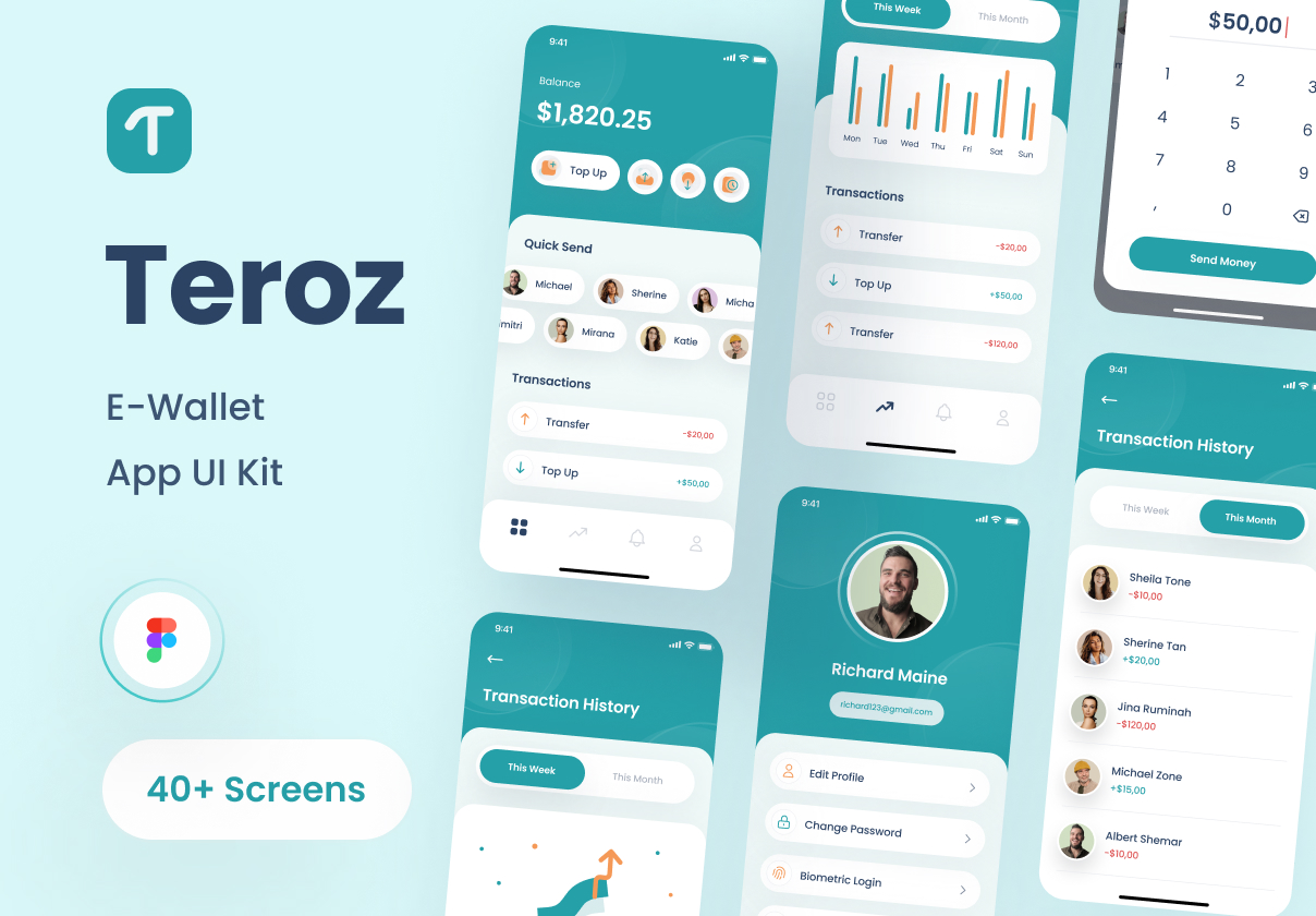 Teroz - 电子钱包应用UI套件 (Teroz - E-Wallet App UI Kit)