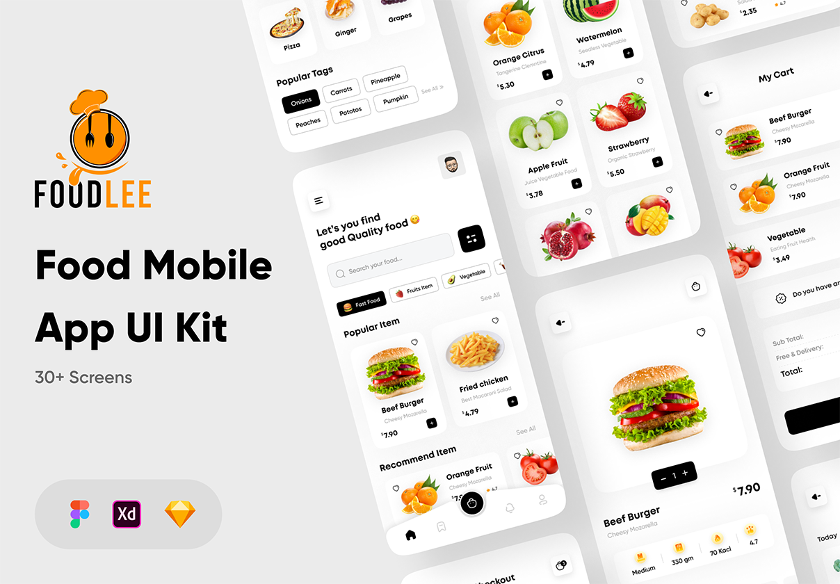 Foodlee - 食品移动应用UI工具包 (Foodlee - Food Mobile App U