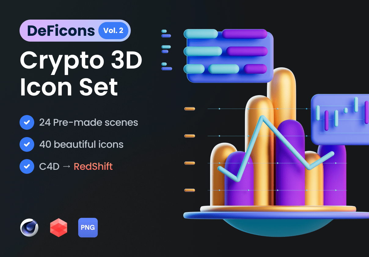 DeFicons vol. 2 - Crypto 3D Icon Set (DeFicons vol