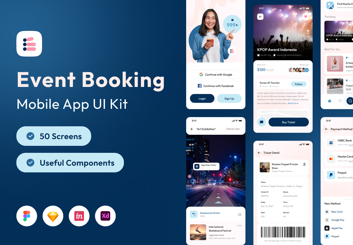 Evento - 活动预订应用程序UI KIT (Evento - Event Booking Ap