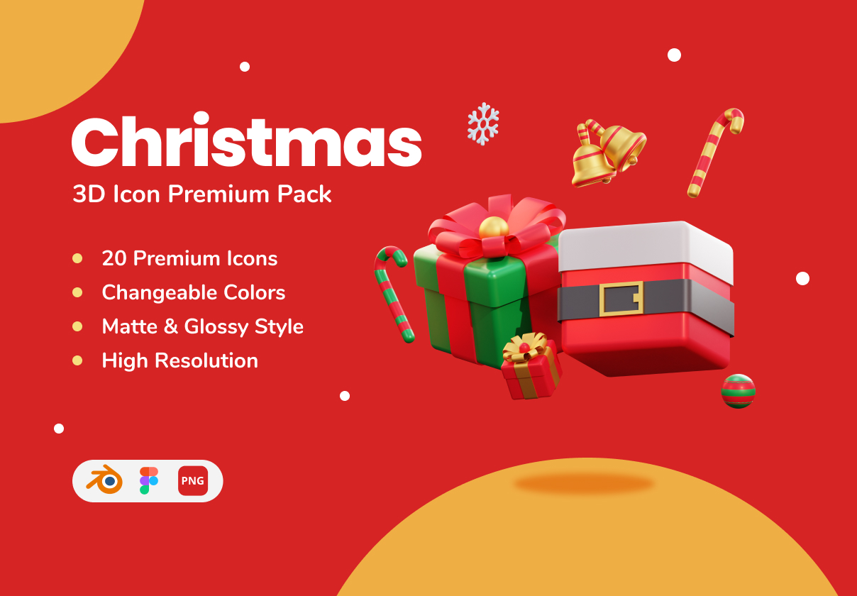 圣诞节 - 3D图标高级包 (Christmas - 3D Icon Premium Pack)