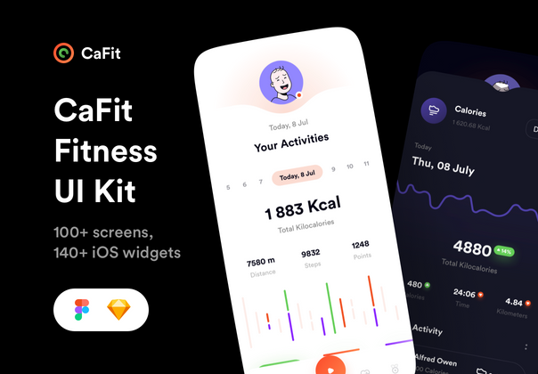 健身房用户界面套件 (CaFit Fitness UI Kit)