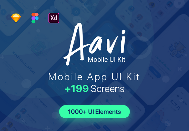 Aavi手机应用UI Kit (Aavi Mobile App UI Kit)