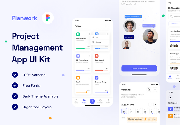 Planwork - 项目管理应用UI Kit (Planwork - Project Manage