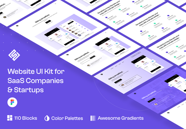为SaaS公司和初创公司设计的SaaS块状网站UI套件 (SaaS Blocks Website U