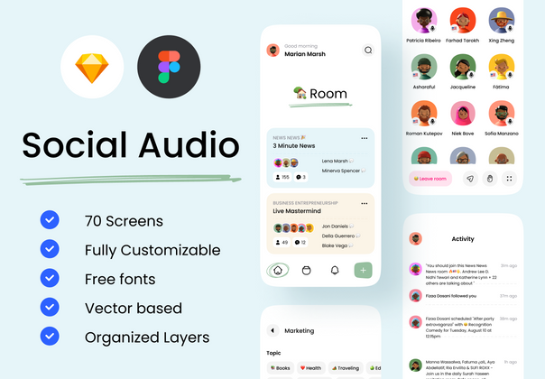 社会音频应用UI工具包 (Social Audio App UI Kit)