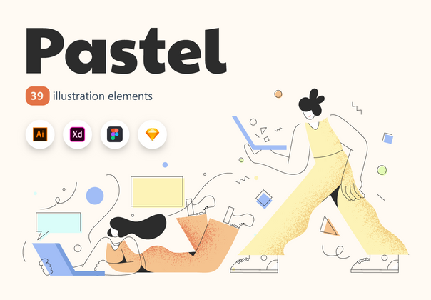 粉彩插图 (Pastel illustrations)