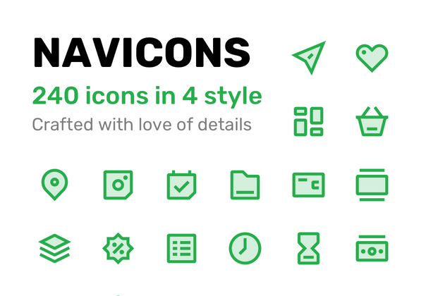 NAVICONS. 4种风格的图标 (NAVICONS. Icons in 4 styles)